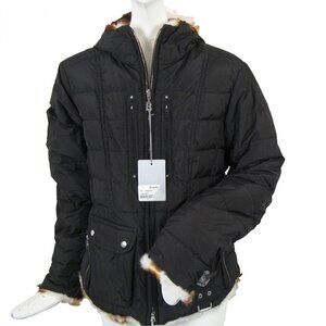 NEW BOGNER REVERSIBLE JACKET PARKA!  US 6 SM  BLACK REVERSES TO COW PATTERN  FUR